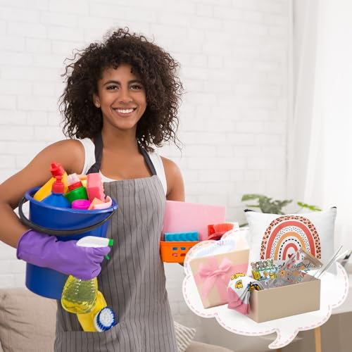 Skylety 5 Pcs Christmas School Custodian Gifts for Women 16 oz Glass Cup Socks Cosmetic Bag Badge Holder School Custodian Appreciation Gift Box for Thank You Janitor Staff Cleaning Lady