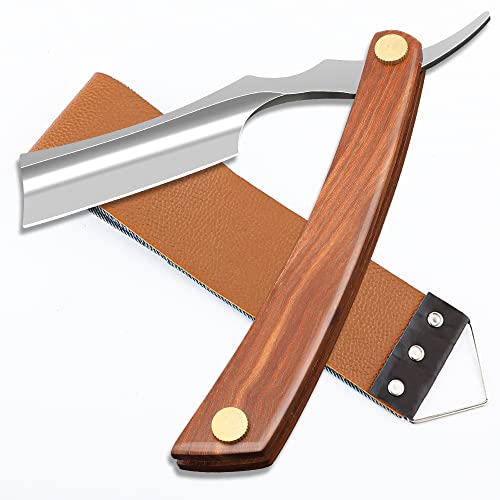 Straight Razor With Strope - Professional Straight Edge Barber Premium Stainless Steel Shaver With Shaving Strop for Men Home & Salon Grooming Using (NO.150)