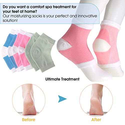 JaGely 7 Pairs Gel Moisturizing Socks for Dry Skin, Toeless, Washable & Reusable, Giftable, Softens Rough Heels & Feet