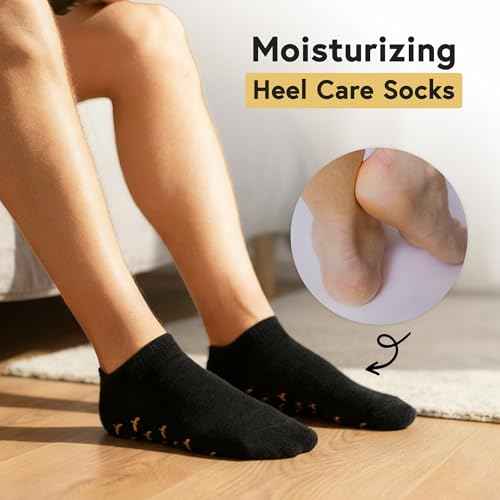 Moisturizing Gel Socks for Men - Extra Large 2 Pairs - Silicone Heel Socks, Cracked Heel Treatment, Reusable Spa Socks with Shea Butter for Dry Skin & Foot Care
