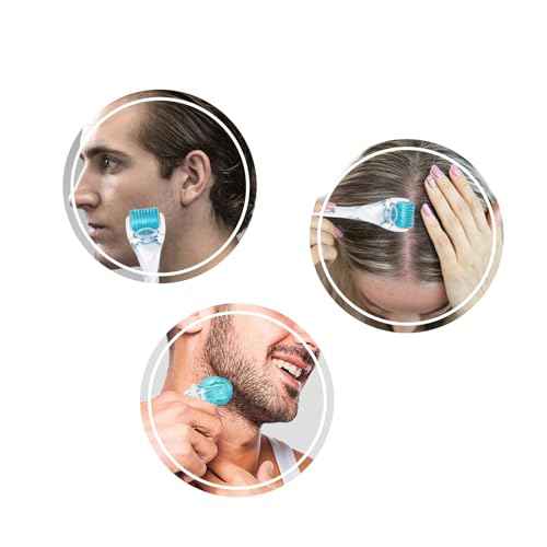 Derma Roller, Microneedling Roller with 200 Real Individual Titanium Needles, Professional Microneedle Roller for Men and Women Home Use - Pale Blue