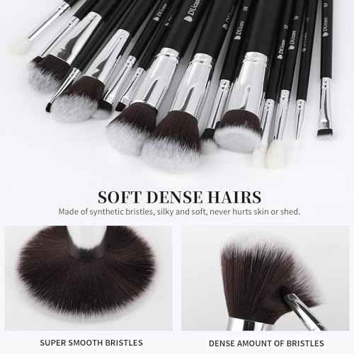 DUcare Makeup Brushes with Bag,15Pcs Christmas Makeup Brush Set Travel Kabuki Foundation Blending Blush Eyeliner Shadow Brow Concealer Brushes Kit