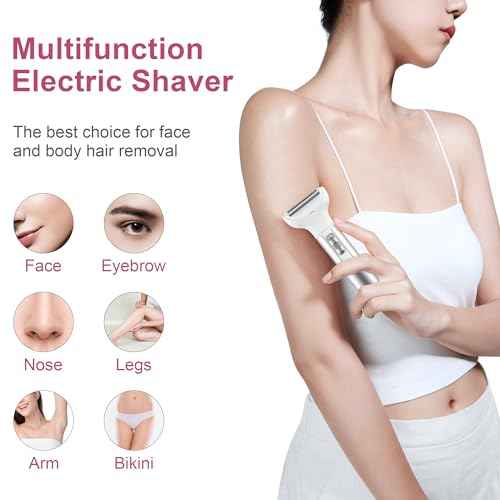 Electric Razor for Women Lady Shaver Hair Trimmer for Face Nose Eyebrow Beard Moustache Arm Leg Armpit Bikini Painless Rechargeable Portable 5 in 1 Lady Body Shavers Set