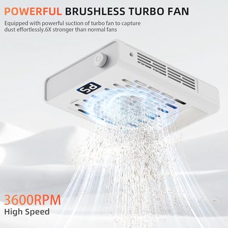 Nail Dust Collector, Professional Brushless Turbo 5 Speed Dust Collector Powerful Duster Machine Tool for Acrylic Nail Polishing