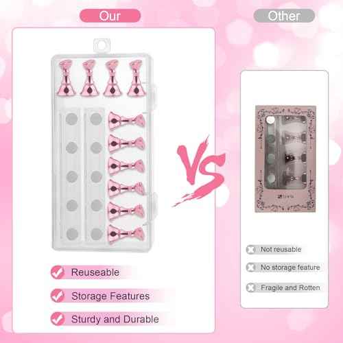 Nail Stands Acrylic Nail Art,Press on Nail Stand Magnetic Nail Tips Practice Holder 54 Pcs Reusable Adhesive Putty for DIY Painting(Pink