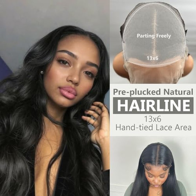 13x6 Lace Front Wig for Women, 30in Body Wave Synthetic Wig for Black Women with Elastic band, HD Lace Heat resistant Hair with Natural Density for Party Daliy, Trimmable, Natural Hairline Glueless