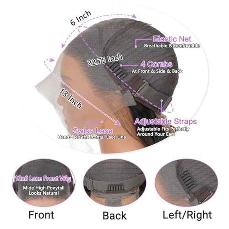 TAIKOU 28 Inch 13x6 Lace Front Wigs Human Hair 200 Density Pre Plucked Straight Lace Front Wigs with Baby Hair HD Lace Frontal Straight Wig for Women