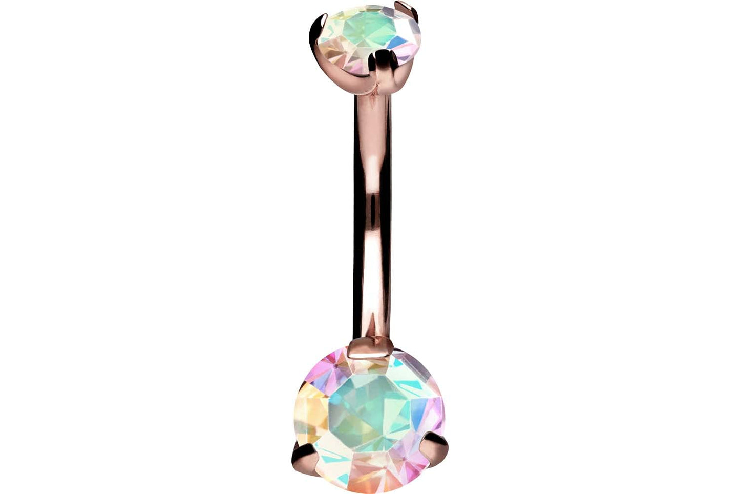 PIERCINGLINE Titanium belly button ring with internal thread and 2 CRYSTALS | Navel Ring Belly Piercing 14G 10 mm