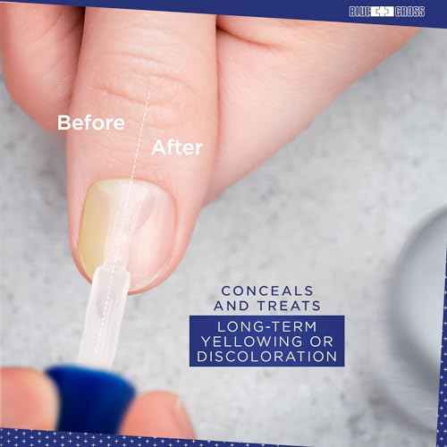 Blue Cross Nail Whitener, Professional Optical Brightening Basecoat Nail Concealer Polish with Vitamin E, Lemon Lime Extracts, Made in USA, 15mL