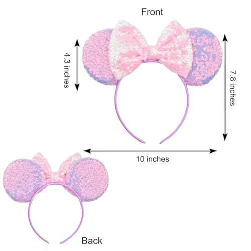 Mouse Ears Bow Headbands Sequin Hairband Butterfly Glitter Hair Accessories for Girls Women (purple)