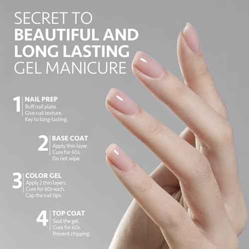 GAOY 4 Pcs 16ml No Wipe Gel Top Coat, Glassy Clear Top Coat, High Gloss Finish for UV Light Cure Gel Nail Polish