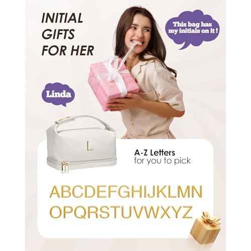 Birthday Gifts for Women, Personalized Makeup Bag with Handle, Gifts for Teen Girls Cosmetic Bag with Makeup Brush Organizer, Gifts for Friends Female Mom-Graduation Gift for Teens Girls