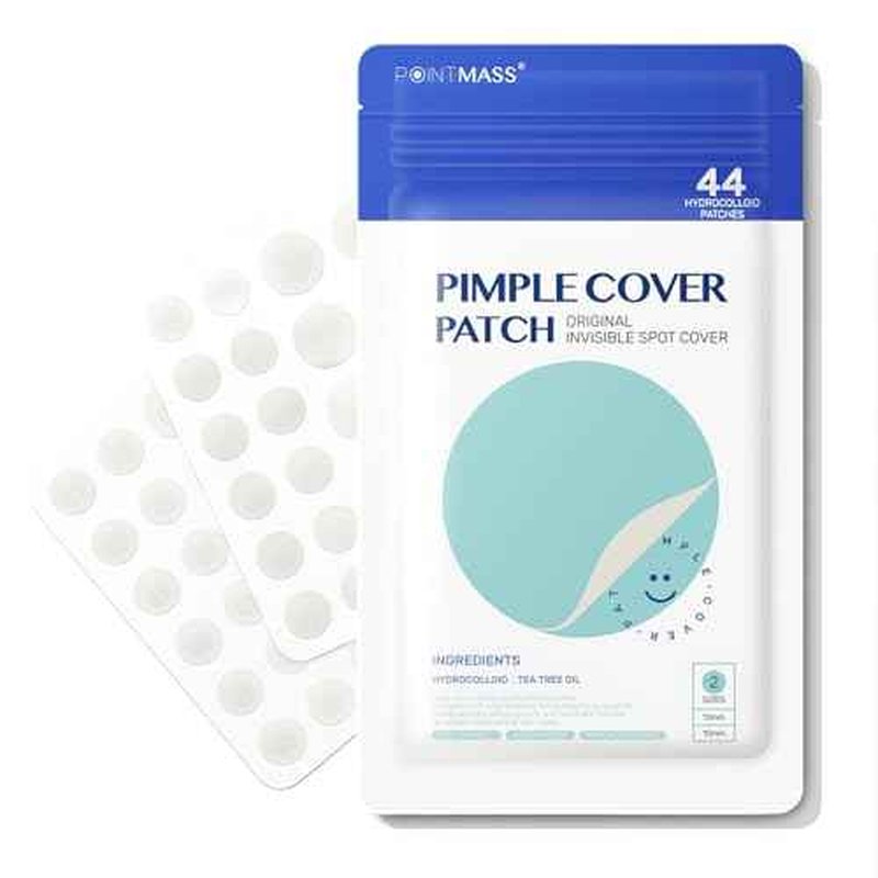POINTMASS Pimple Patches for Face Acne: Invisible 0.1mm Ultra-Thin Hydrocolloid Zit Stickers with Tea Tree Oil - 44 Dots, 2 Sizes (Whiteheads/Sensitive Skin)