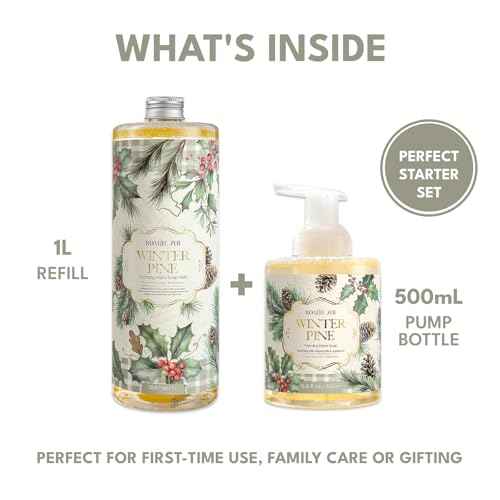 ROMIIE ZOI Christmas Foaming Hand Soap Set, Winter Pine, Gentle & Moisturizing Formula,1000 ML+500ml(Pack of 2)