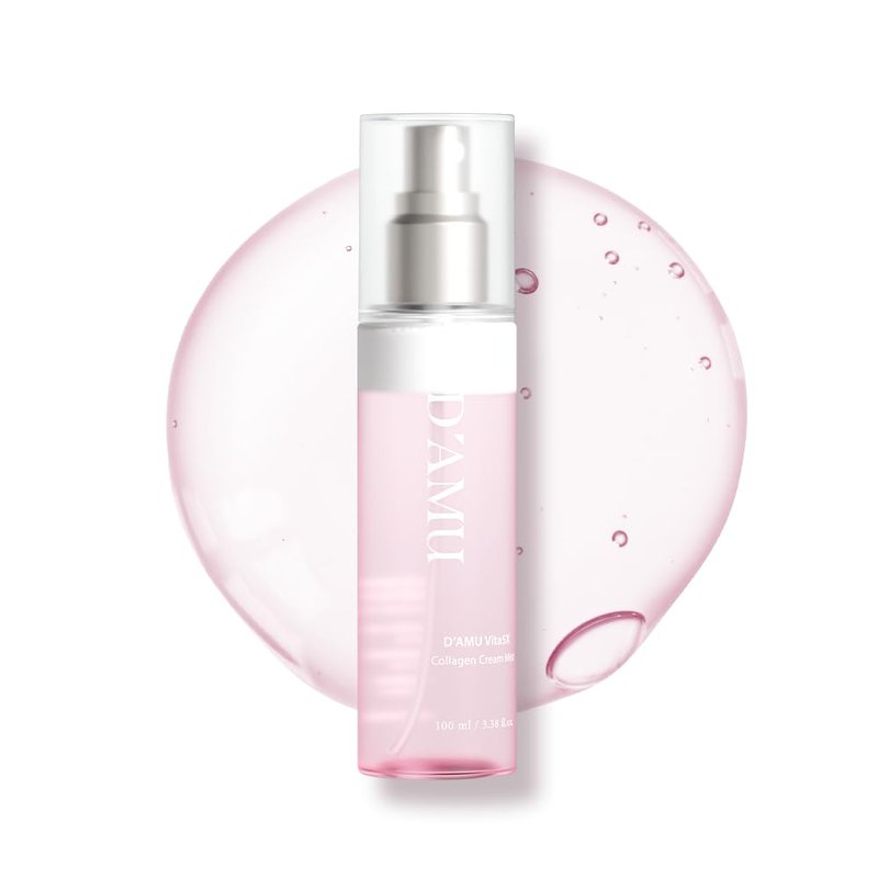 D'AMU Collagen Cream Face Mist – Hydrating & Radiance-Boosting Facial Spray with Vita 5X Multi-Vitamin Complex for Elasticity Care & Radiant Glow – Korean Skincare Gift for Women – 3.38 fl.oz.