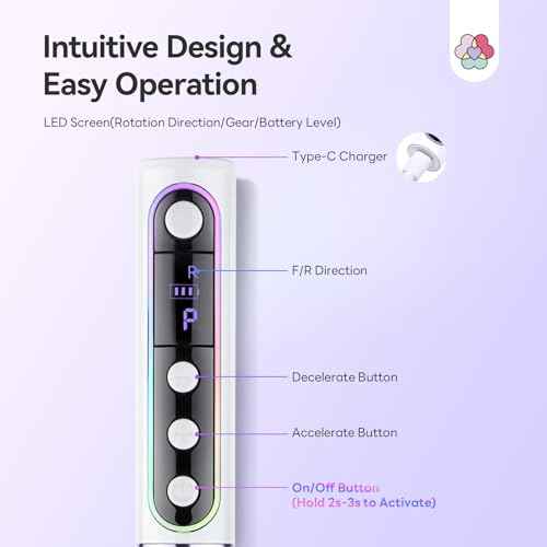 SAVILAND Advanced Cordless Electric Nail Drill: 10S Fast Removal 35000 RPM High Speed Nail File Kit for Acrylic Nail Tool Professional Rainbow Light LED Display Pro Manicure Kit Salon Travel Nail Tech