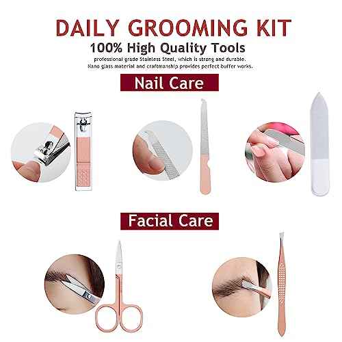 Manicure Set Nail Clippers Kit 5 Pieces in 1 Stainless Steel Professional Grooming Nail Care Tools Including Nano Glass Nail Shiner Buffer File Gift for Men Husband Boyfriend Parents Women