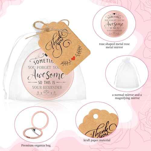 Soaoo 24 Set Inspirational Compact Mirror Sometimes You Forget Your Awesome Gifts Bulk for Women Appreciation Pocket Compact Mirrors for Christmas Employee Coworker Wedding Bridal Shower Gift