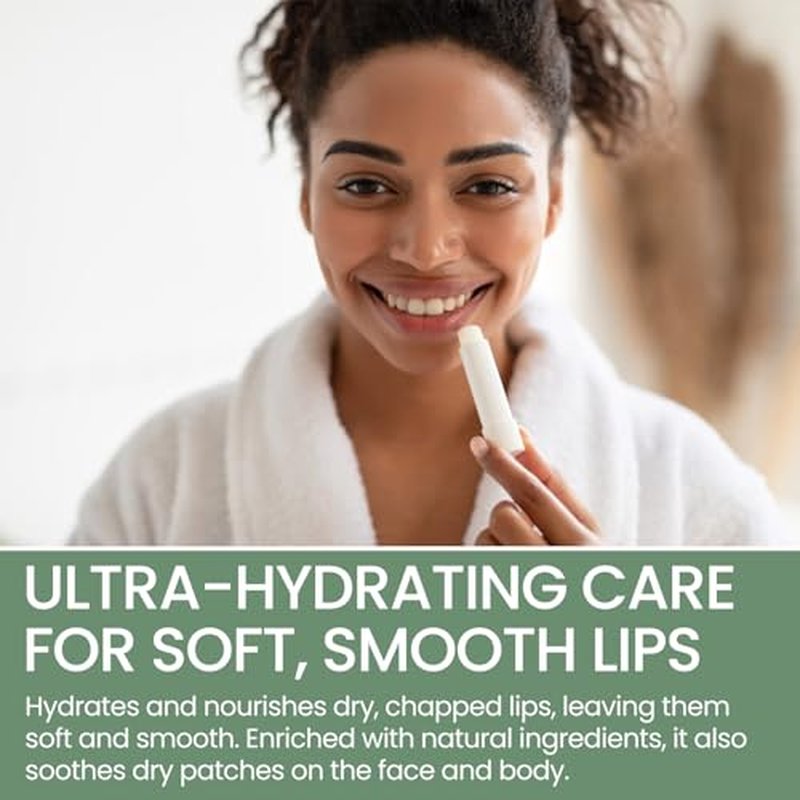 Organic Lip Treatment Balm Ultra Hydrating & Nourishing Care for Dry, Chapped, Cracked Lips & Skin, Visibly Smooths Wrinkles & Fine Lines, Natural Skin Care, 6 Pack Gift Set, Women and Men