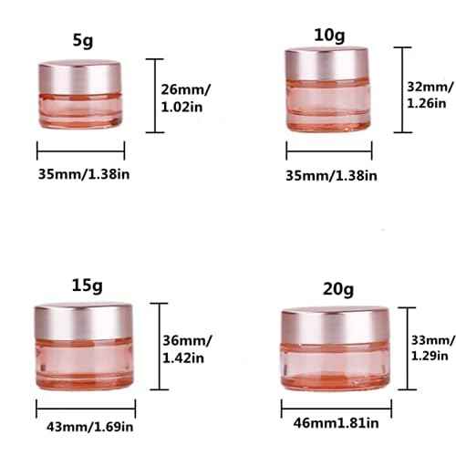 10 Packs 5g/5ml Empty Sample Jars Pink Glass Cosmetic Jar Pot Bottles with Rose Gold Lids Cosmetic Container Refillable Eye Cream Jar Pot Vials for Makeup Lotion Face Eyeshadow Lip Balms