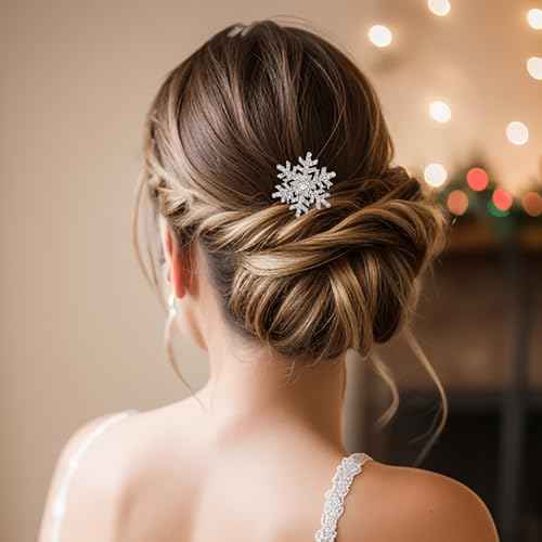 EVER FAITH Winter Snowflake Hair Side Comb Clear Austrian Crystal