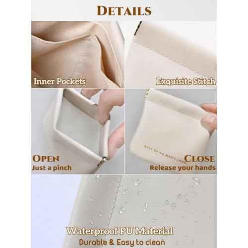 Cosmetic Bags for Women Small Makeup Bag for Purse Pu Leather Makeup Pouch Travel Makeup Bag with Zipper Make Up Bag for Travelling (Brown)