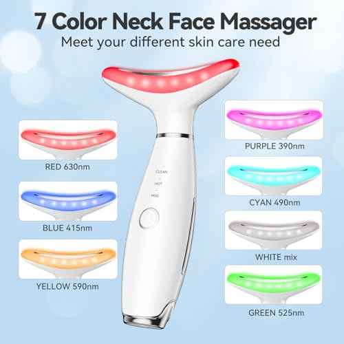 7 Color Neck Face Massager Tool, Facial Massager for Skin Care at Home, Face Sculpting Tool with Thermals, Vibration (White)