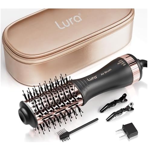 Automatic Dual Voltage Hair Dryer Brush with European Plug,Mini Travel Blow Dryer Brush for Women,Portable Light Weight One Step Hair Dryer and Styler for Kids