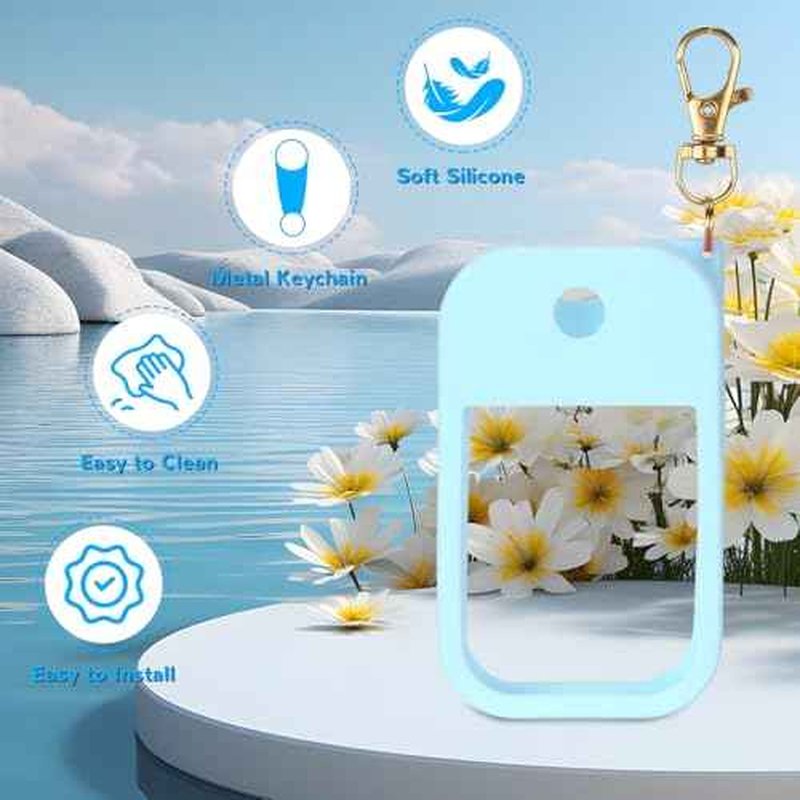 Hand Sanitizer Spray Case Compatible with Touchland Power Mist 1 oz ? Silicone Case with Keychain for Touch Land Mist 1 fl oz£¨30 ml£©, Hand Sanitizer Accessory for 1 fl oz (Blue, 1 Pack)