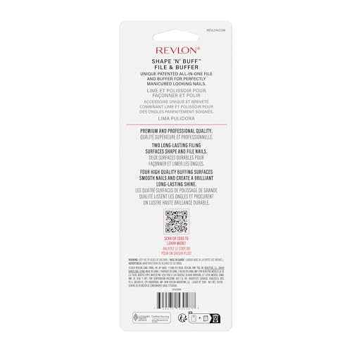 Revlon Shape 'N' Buff Nail Buffer Block, All-in-One Manicure Tool for Shaping & Shining Natural Fingernails, 1 Count