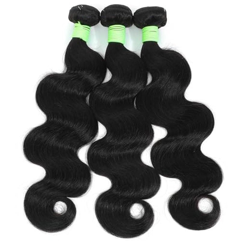 Human Hair Bundles Body Wave Bundles Human Hair 12 14 16 Inch 12A Grade 100% Unprocessed Brazilian Virgin Hair Body Wave 3 Bundles Deals Real Human Hair Extensions For Black Women Natural Black