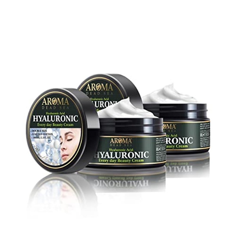 AROMA DEAD SEA Hyaluronic Acid Face Cream - Anti Aging Cream, Day & Night Facial Moisturizer for Face, Anti Wrinkle & Hydrating Face Moisturizer - 3.4 fl.oz (Hyaluronic Acid Face Cream Pack of 2)
