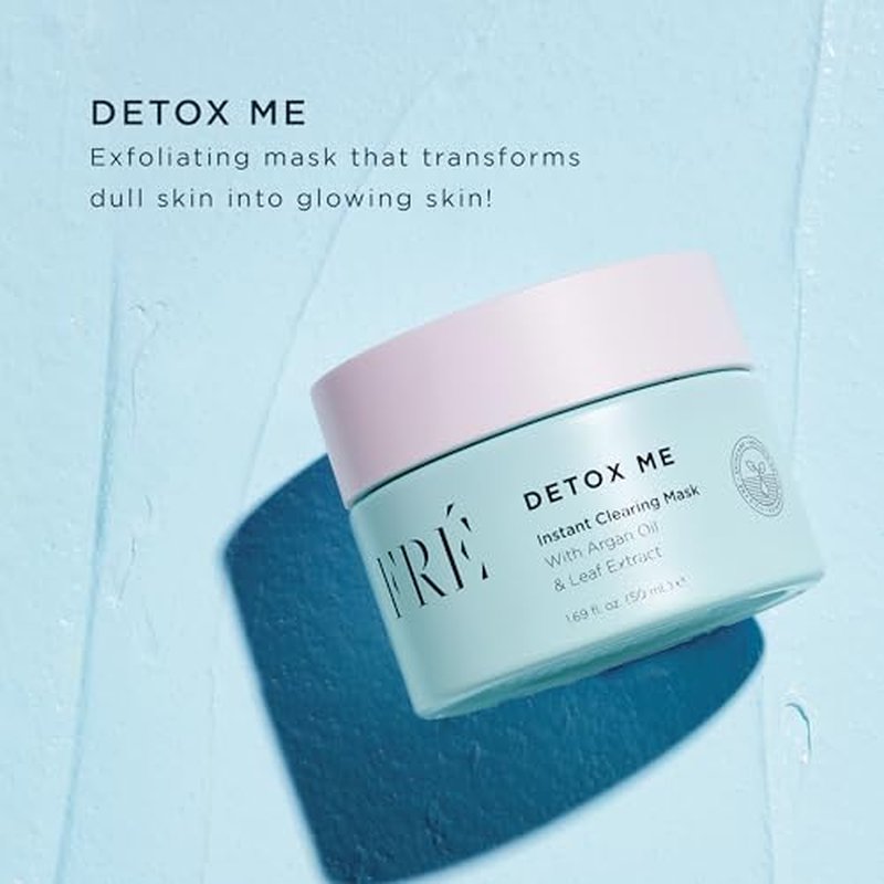 FR? Exfoliating Acne Face Mask, Detox Me Skincare - Prevents Acne, Breakouts & Unclogs Pores - Argan Oil, Dead Sea Salt & Kaolin Clay Mask for Face - Facial Scrub Blackhead & Dark Spot Reducer