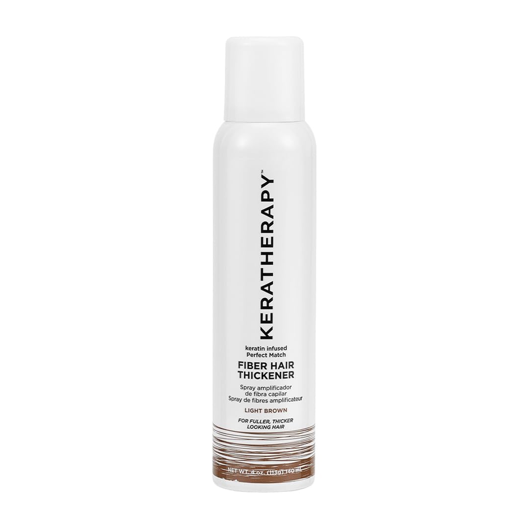 Keratherapy Keratin Infused Perfect Match Fiber Hair Thickener Spray, Light Brown, 4 fl. oz., 140 ml - Volumizing, Thickening, & Concealing Hairspray for Scalp Coverage, Roots & Thinning Areas