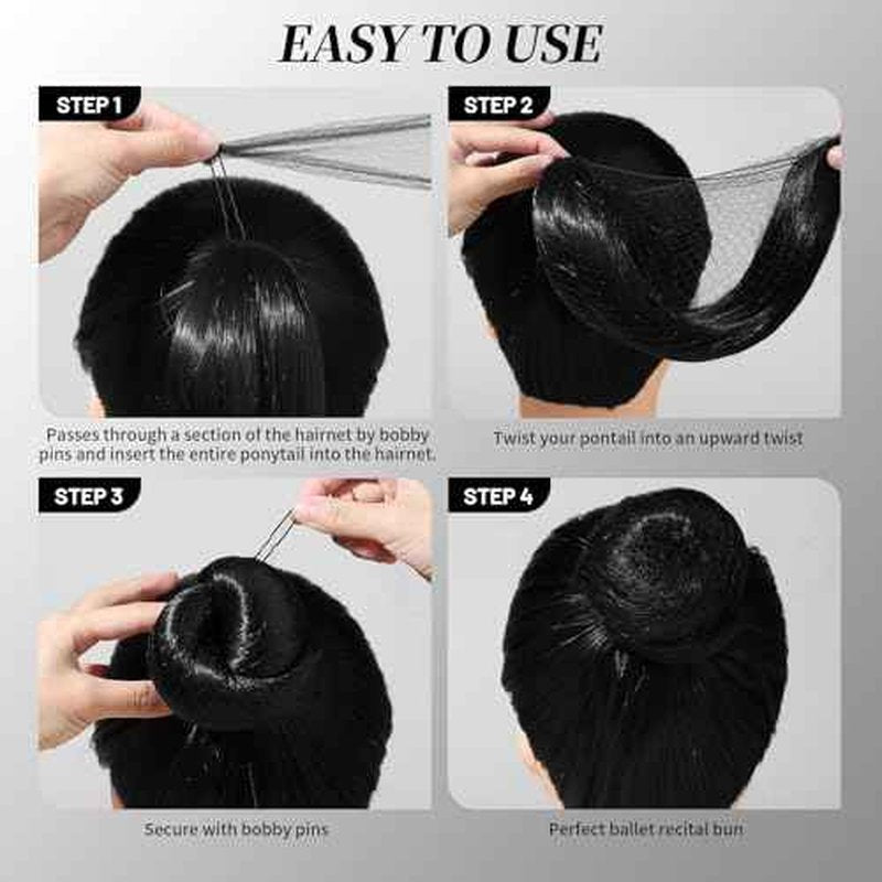 Teenitor Donut Hair Bun Maker Set, Hair Nets For Buns, 4 Pcs Medium Donut Shapers, 10 Pcs Invisible Hair Nets, 10 Pcs Bobby Pins, Hair Accessories For Girls