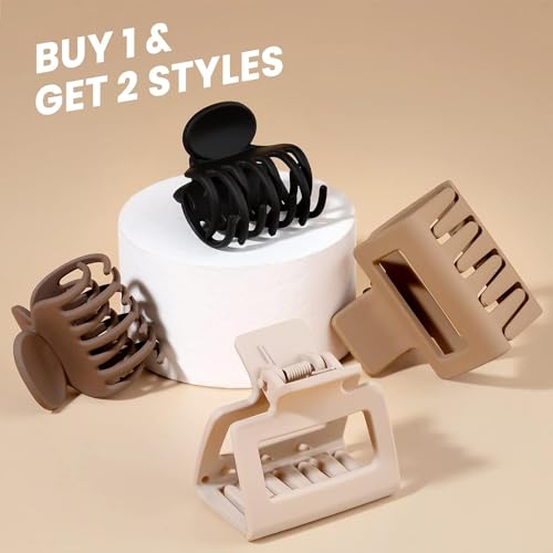 8 Pack Small Claw Clips for Women Girls Double Row Teeth Medium Hair Clips Matte Claw Clips for Thin Hair No Slip Hair Clips for Short Hair Accessories (Dark Series)