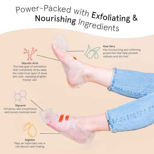 grace & stella Award-Winning Foot Peeling Mask - Foot Peel Masks with Aloe Vera- Moisturizing Foot Masks That Remove Dead Skin, Exfoliating Foot Mask for Dry Cracked Feet (4 Pairs, Unscented)
