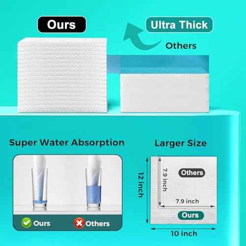 ONLYCARE Disposable Face Towel, Biodegradable Face Towels, 10" x 12" Super Thick Soft Facial Towels, 50Count&15Count Face Towelettes Disposable for Sensitive Skin, Makeup Remover Dry Wipes, 2 Pack