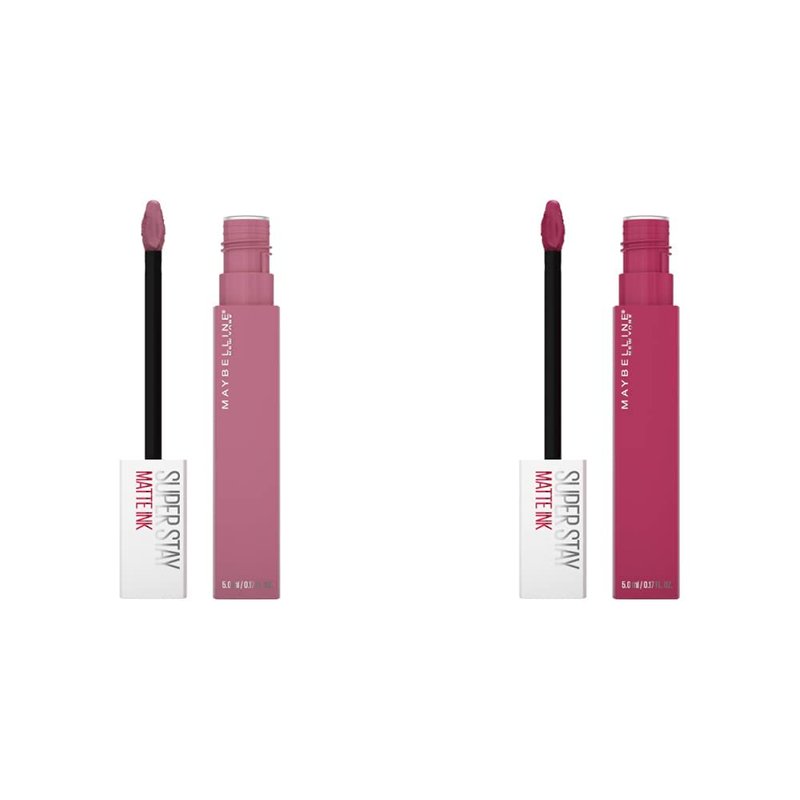 MAYBELLINE Super Stay Matte Ink Liquid Lipstick Pathfinder Berry Pink and Revolutionary Light Mauve Pink, 16H Wear, 1 Count Each