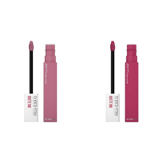 MAYBELLINE Super Stay Matte Ink Liquid Lipstick Pathfinder Berry Pink and Revolutionary Light Mauve Pink, 16H Wear, 1 Count Each