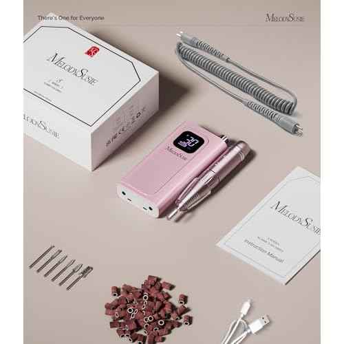 MelodySusie Professional Rechargeable Nail Drill 30000 RPM, Electric Nail File for Shaping, Removing & Polishing Gel Nails, Lightweight & Easy to Use, Ideal for Home & Salon Manicure Pedicure, SC300F