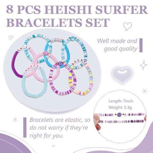 Preppy Checkered Makeup Bag Set with 7 Pcs Friendship Bracelets and 50 Purple Stickers Cute Cosmetic Travel Pouch Teen Girls' Gifts Perfect for Skincare Supplies Birthday Gift Idea, 58 Pcs