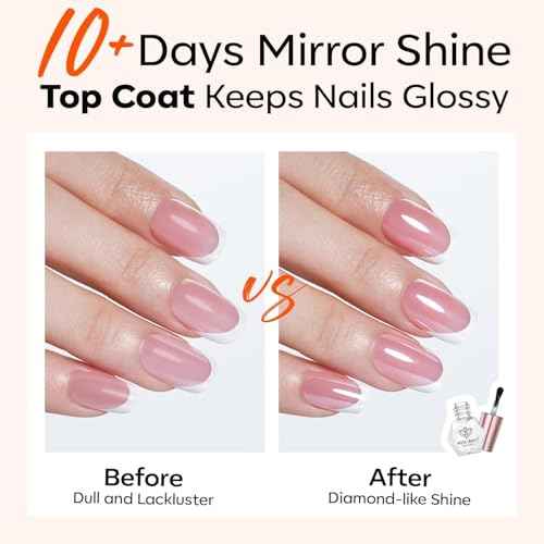 modelones 2 Pcs No Wipe Top Coat and Base Coat Nail Polish Set, Clear Quick Dry Nail Polish High Shine Long Lasting Glossy Regular Nail Lacquer Air Dry Fast Base Top Coat Gifts for Women Nail Art 5 ML