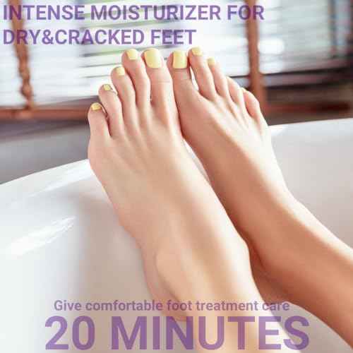 SULADEC Moisturizing Foot Mask with Grape Seed Oil and Shea Butter, Hydrating Foot Masks for Dry Cracked Feet, Dry Skin Moisturizer for Soft and Smooth Touch Feet - Men Women - 7 Pairs