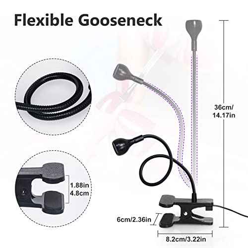 UV Nail Lamp - UV Light for Gel Nails, LED Gooseneck Flash Cure Lamp for Nails, Manicure Dryer Black Light with Clamp, 365+395nm Wavelength 5V 3W 4 Levels Dimming