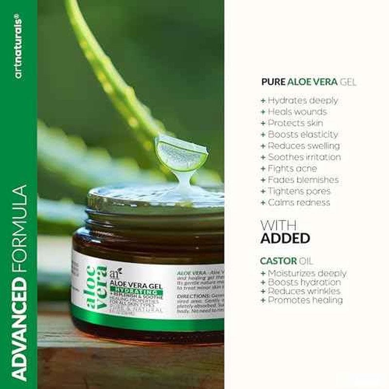 artnaturals Aloe Vera Gel Set - JUMBO 20oz - Sunburn Relief & Hydration for Face, Body, Scalp & Hair - Calming Moisturizer After Sun Exposure - Freshly Harvested within 12 Hours