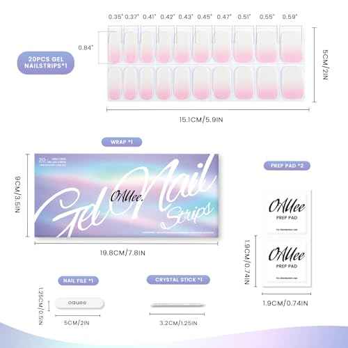 Semi Cured Gel Nail Strips | Gel Nail Stickers with UV Light Required | Salon Quality, Easy Application and Removal£¨Pink Ombre£©