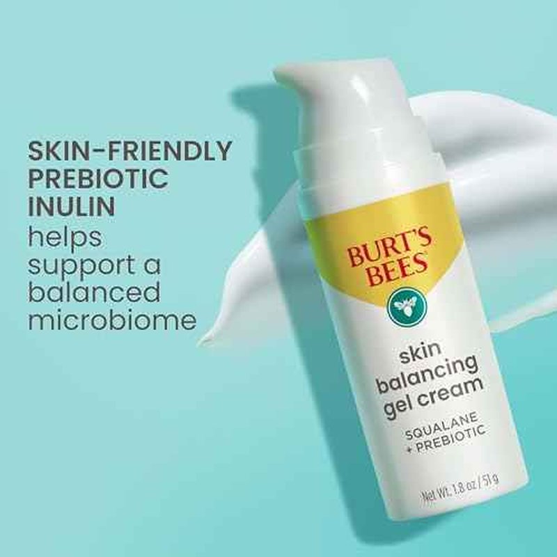 Burt's Bees Clear and Balanced Skin Balancing Gel Cream With Squalane and Prebiotic, Gel Moisturizer for Breakout-Prone Skin, 1.8 oz. Bottle