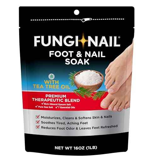 Fungi-Nail Foot & Nail Soak with Tea Tree Oil - Moisturize, Reduce Foot Odor, & Soothe Aching Feet - A Therapeutic Blend of Rich Mineral Epsom Salt, Pure Sea Salt, and 7 Essential Oils - 1 Pound