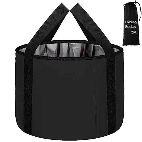 Foot Bath Basin 20L Collapsible Bucket, Portable Foot Soak Tub Feet Soaking Bucket for Outdoor Travel, Camping, Fishing(Black)
